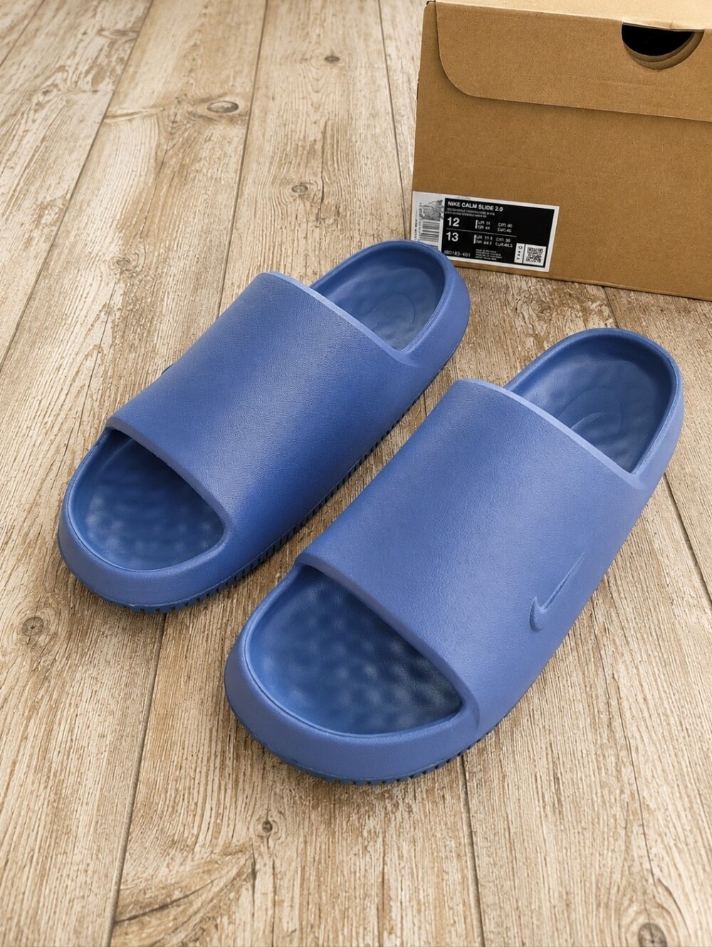 Nike Calm 2.0 Men's Cushioned Slide Sandals Blue Size 12 NWT
